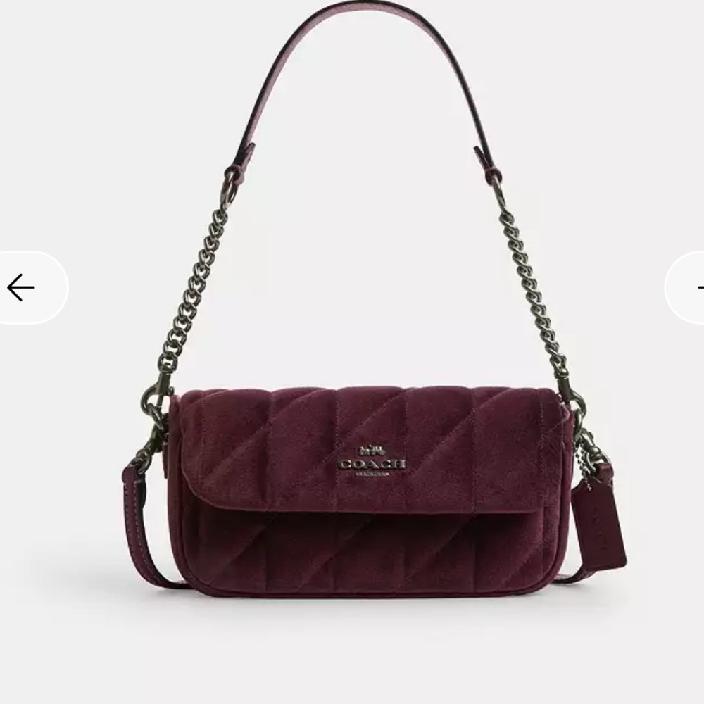 Coach Burgundy Quilted Hailey Flap Shoulder/Crossbody Bag-CCE13